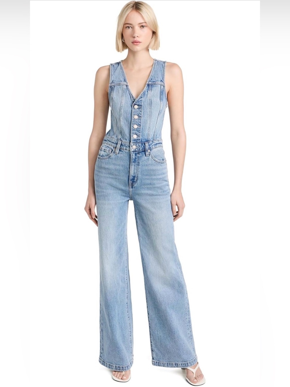 Pistola Sleeveless Light Blue Denim Jumpsuit Jeans